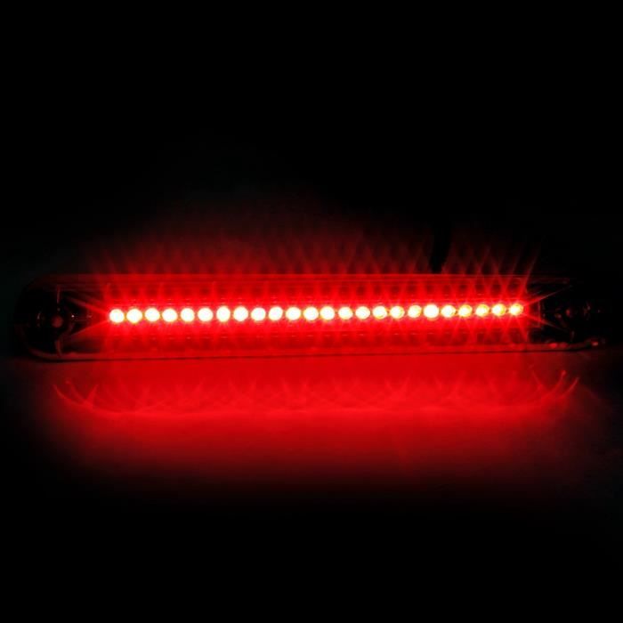 Qiilu troisième 3ème feu stop EBTOOLS 12V LED third brake light universal red 24 LED car top mounting third 3RD brake moto bloc