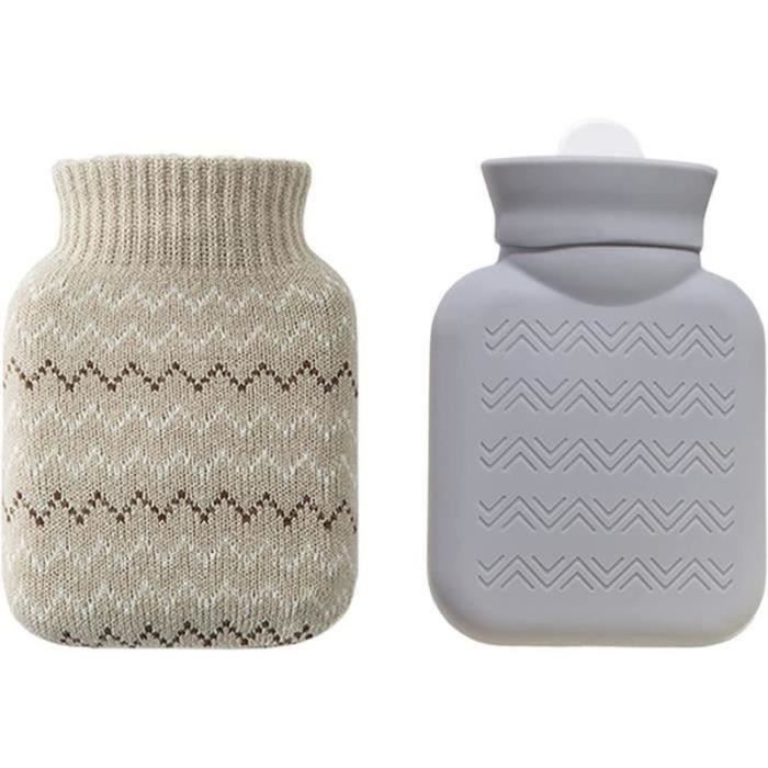 Bouteille D'eau Chaude 2L Avec Couverture Tricotée Nervurée – Caoutchouc, Couleur Gris Foncé – Neuf, Marque Nicola Spring
