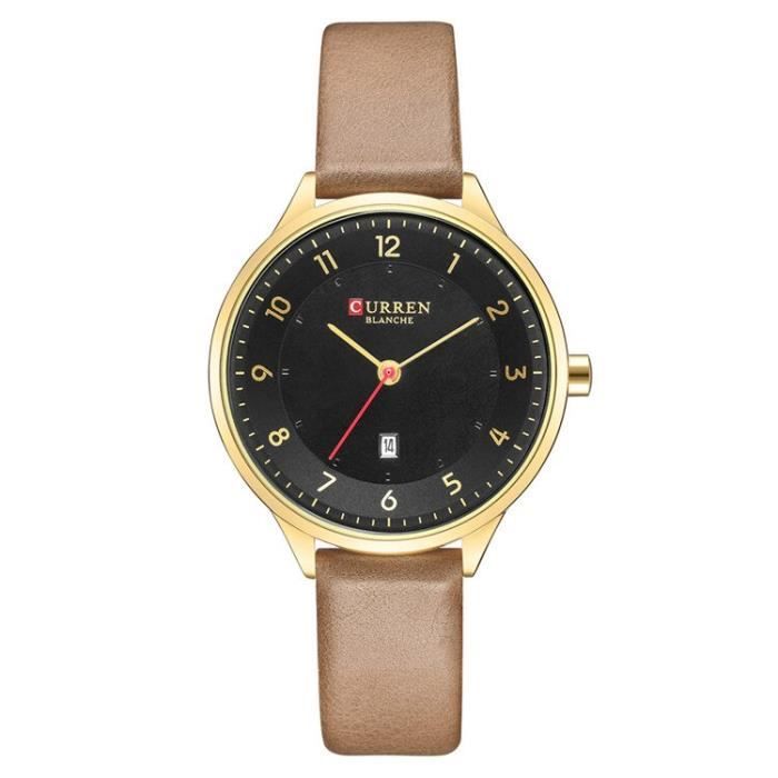 Montre Unisexe Analogique à Quartz - Bracelet Cuir Beige - Chiffres Romains - Neuve Sans Boîte