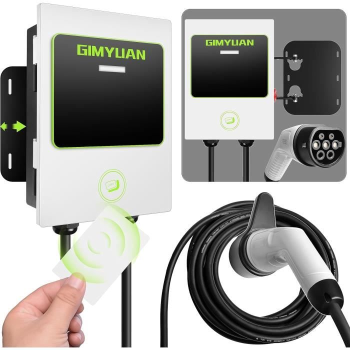 Borne De Recharge Voiture Electrique WADA POWER 7KW - Type 2, RFID/APP, Câble 5m - Monophasé