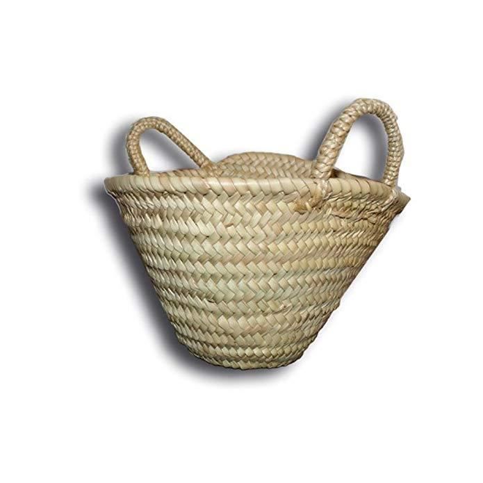 Panier enfant fillette fille courses osier paille palmier souple
