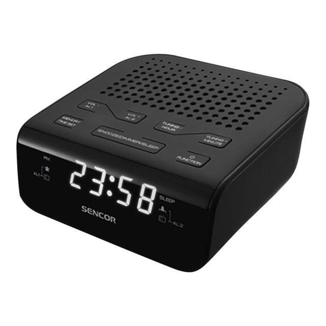 Radio-réveil LED SENCOR SRC 136 B - Noir - Fonctionnalités variateur déclairage de laffichage et 2 alarmes