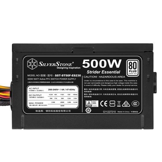 SilverStone Strider Essential Series ST50F ES230 Alimentation électrique interne ATX12V 80 PLUS CA 230 V 500 Watt PFC active - vue 2
