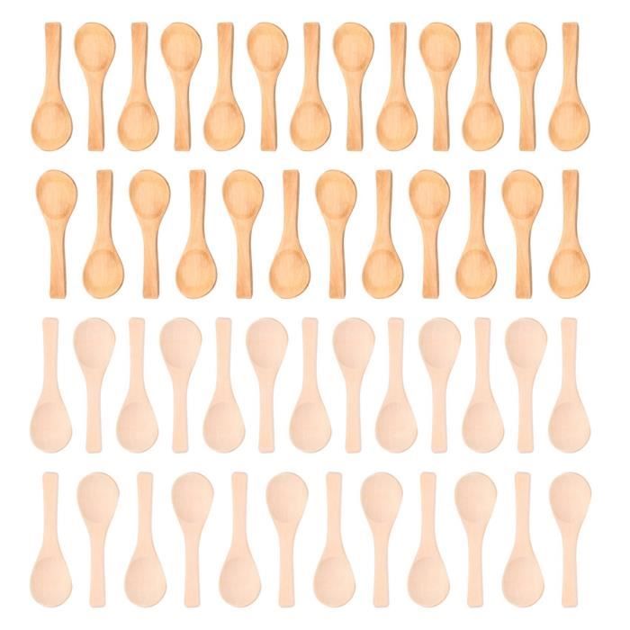 Lot De 25 Mini Cuillères En Bois Pour épices, Miel, Café - Dimensions 6,8 X 2,5 Cm - Cuillères De Service En Bois Naturel - 14