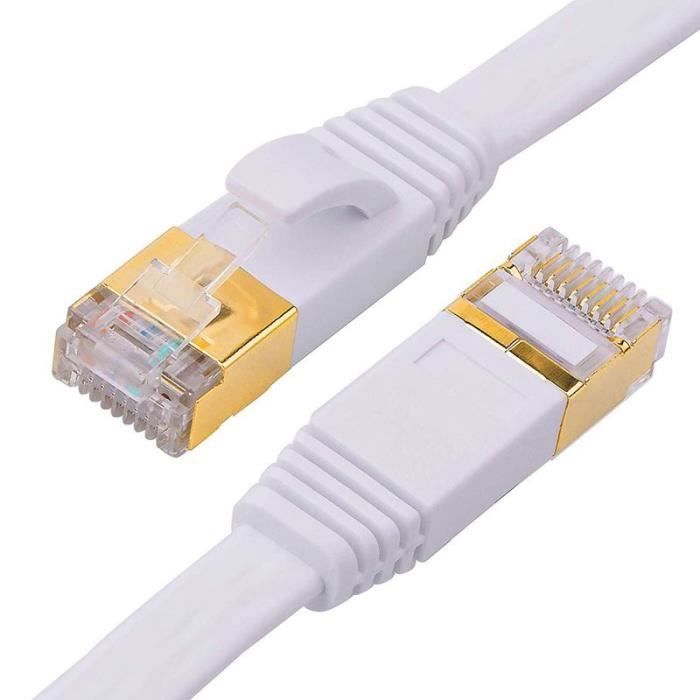 Cable Ethernet Cat 7 100pied Blanc Plat Avec Pince De Cable Connecteurs Rj45 Blindes Cable De Raccordement Reseau Lan A Haut Prix Pas Cher Cdiscount