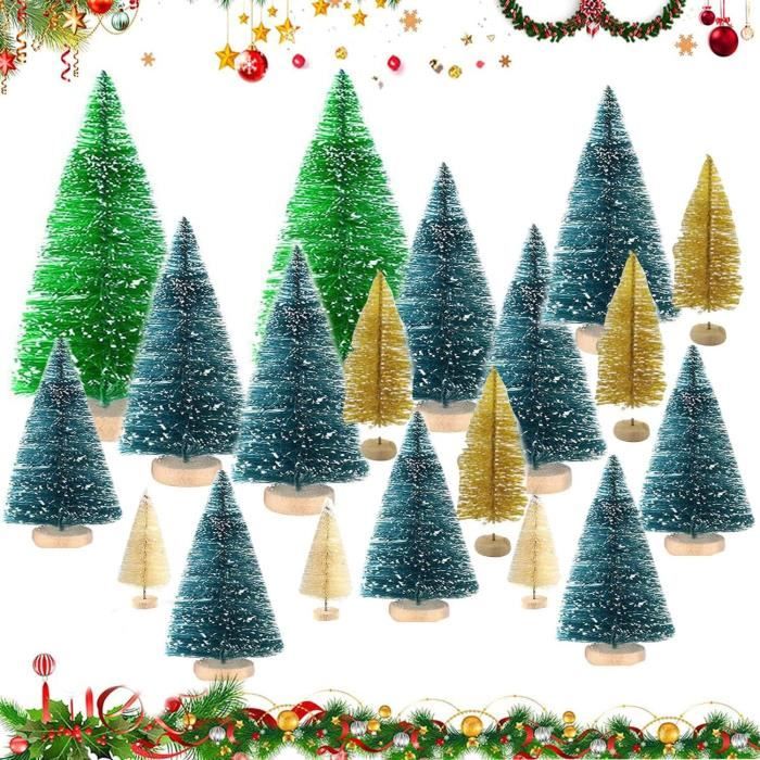 19 Pièces Mini Sapin de Noël,Sapin de Noel Miniature,Sapin de Noël