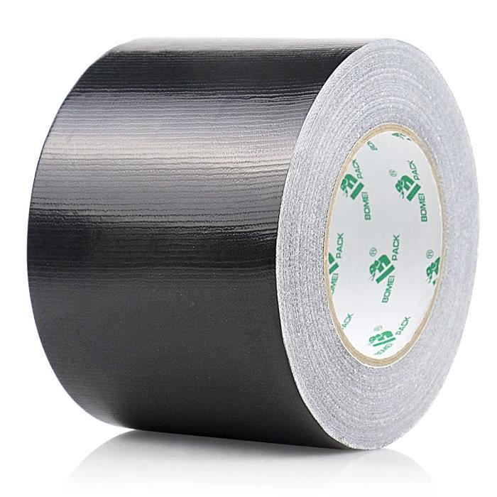 BOMEI PACK Ruban Adhésif Toilé Noir Heavy Duty - 100 Mm X 50 M, Extra Fort, Imperméable, Sans Résidu