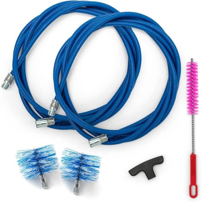 Kit De Nettoyage Et Entretien Pour Cuivres - Brosses Pour Trompette, Cor, Tuba - Goupillon, Chiffon Et Embouchure - Longueur 85 Cm - Bleu