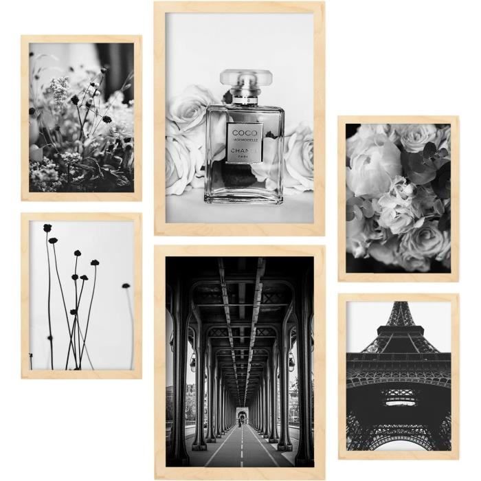 Ensemble De 6 Posters Décoratifs De Paris En Noir Et Blanc Tirage