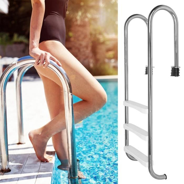 LZQ Échelle Piscine Inox 4 Marches – 190 Cm, Antidérapante 150 Kg Max, Accès Sécurisé Et Robuste Pour Piscine