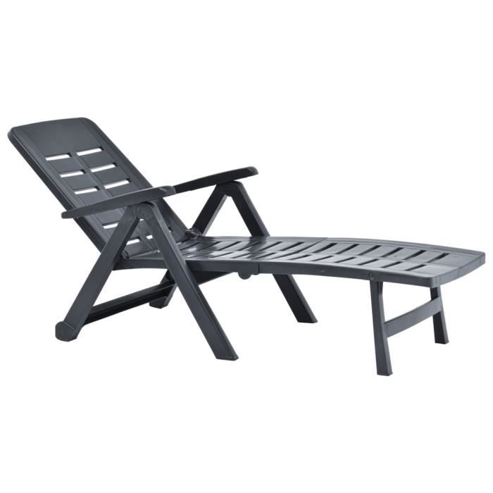 chaise longue pliable plastique anthracite - yosoo - 0d06040148756
