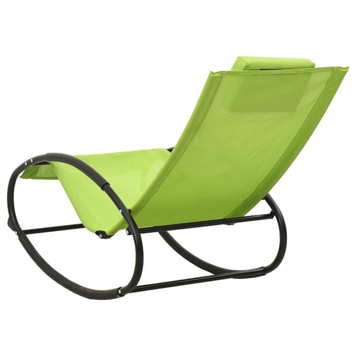 wxs - sièges de jardin - chaise longue avec oreiller acier et textilène vert - yosoo - dx1371