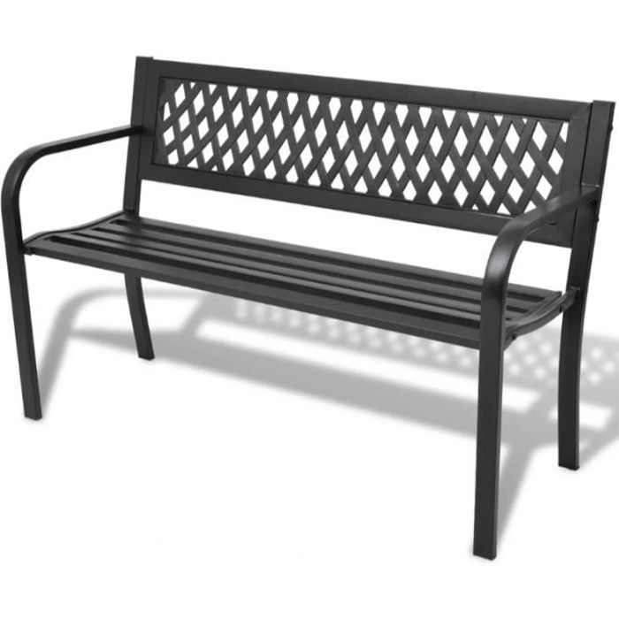 Banc de jardin 118 cm Acier Noir