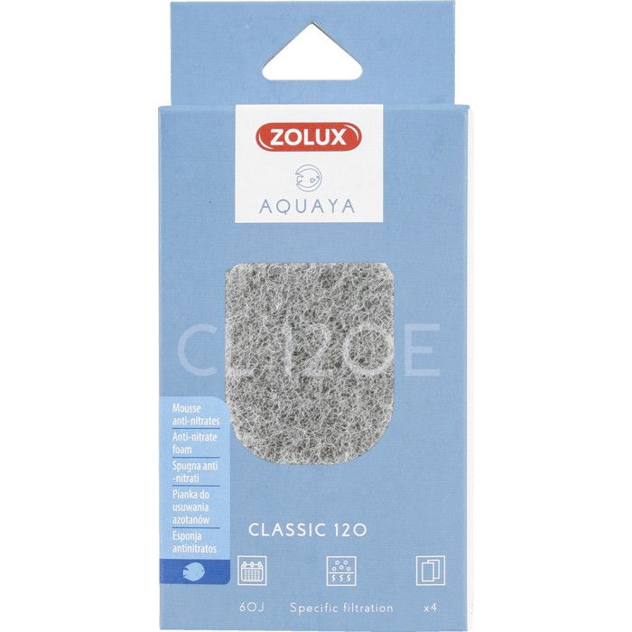 Filtre pour pompe d'aquarium - ZOLUX - Classic 120 - Mousse anti nitrates - Blanc