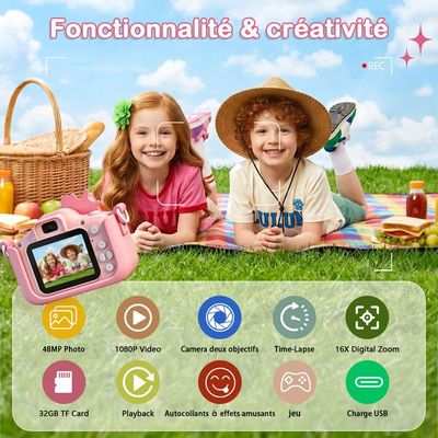 Appareil Photo Beedove Enfant – 20MP, 1080P, Trépied, Carte 32G Incluse – Cadeau 3-8 Ans
