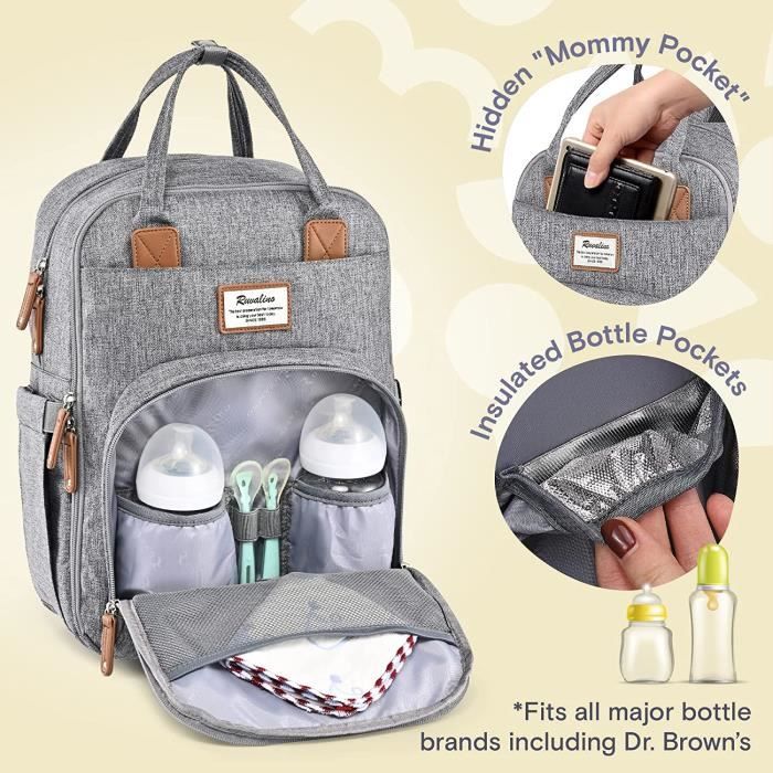 Sac dos langer RUVALINO Grand sac multifonctionnel pour b b