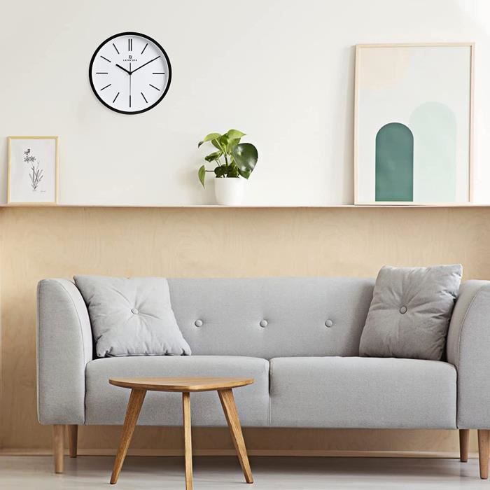 Jomparis Horloge Murale Silencieuse 30cm - Cadran Gris Ciment, Chiffres Blancs 3D - Sans Tic-Tac, Pile AA