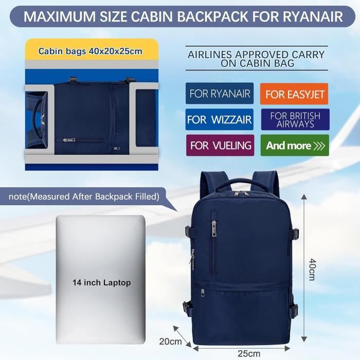 Bagage Cabine 40X20X25 Pour Ryanair Sac Dos Voyage Cabine Pour