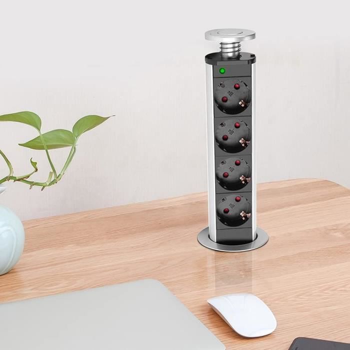 Multiprise Escamotable – 2 Prises 230V USB-A & USB-C Induction 10w