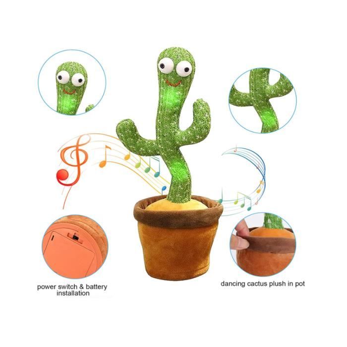 Cactus Qui Danse et Répète, Cactus Qui Parle Jouet Cactus avec Fonctions  D'Enregistrement, RépéTition, Lumières, Apprendre à Parler - Cdiscount