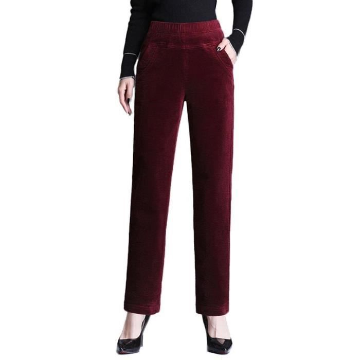 Pantalon velours shop rouge femme