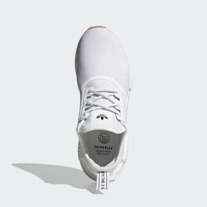 Chaussures Adidas Originals NMD R1 Primeblue Blanc pour Homme Tige en Textile Systeme de Fermeture a Lacets Cdiscount Chaussures
