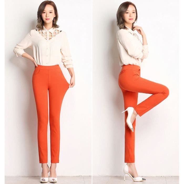 Pantalon femme orange clearance