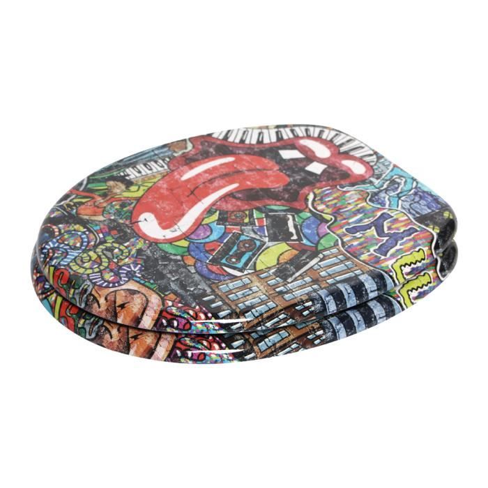 Abattant WC Graffiti Finition de haute qualite Charnieres robustes Fixation facile Cdiscount Bricolage