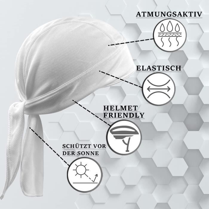 EIROVYA Lot De 2 Bandanas Sous Casque - Pour Vélo, Moto, Running - Léger, Respirant - Homme/Femme