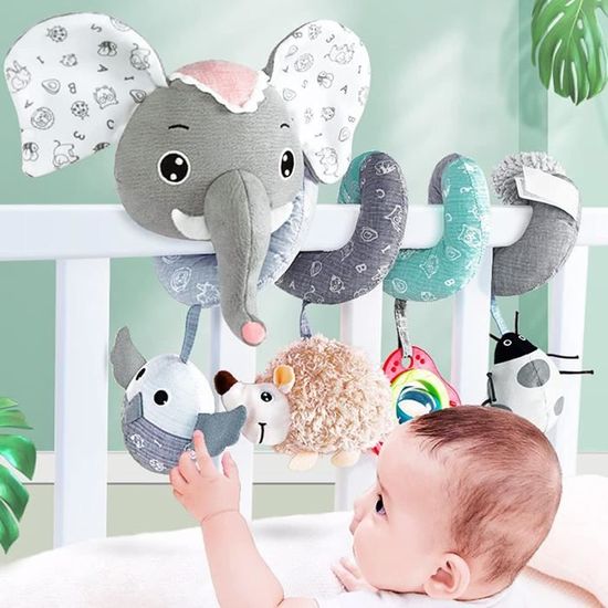 Fehn 057096 Peluche d'Activités Licorne avec Anneau - Jeu de Motricité à Suspendre avec Jouets pour