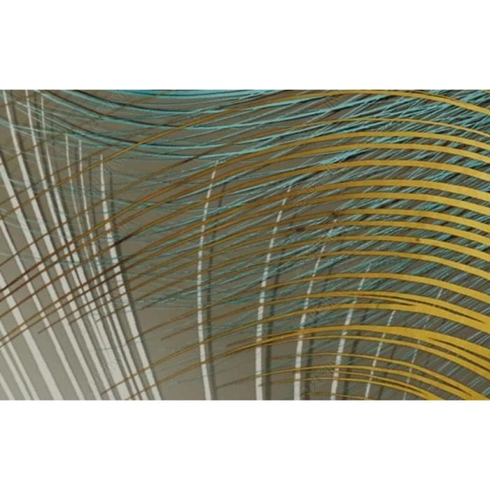 Papier Peint Panoramique Peinture Murale Interieur Plumes D'Or Blanc Bleu  Tapisserie Murales Papier Peint 3D 350cmx256cm