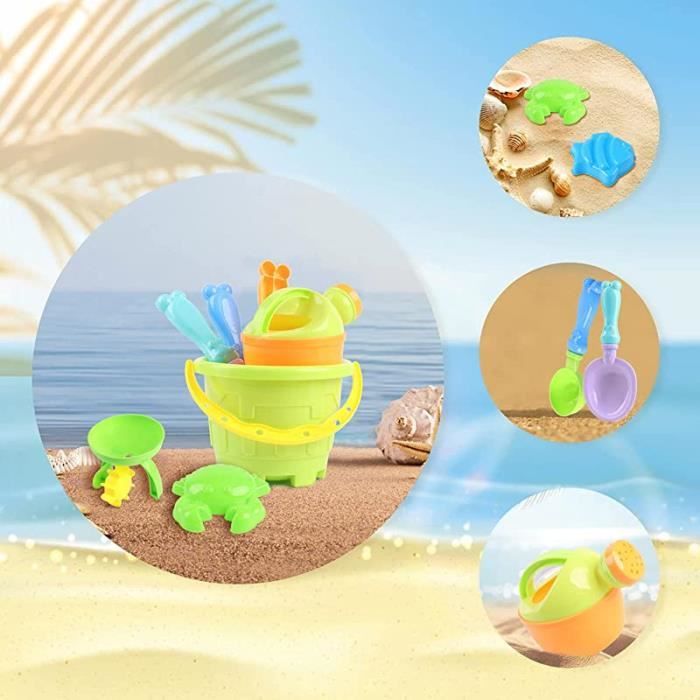 Jouets De Plage 6 Pièces - Seau, Pelle, Moules Château De Sable - Plastique épais, Bords Sûrs - Pour Enfants Dès 3 Ans