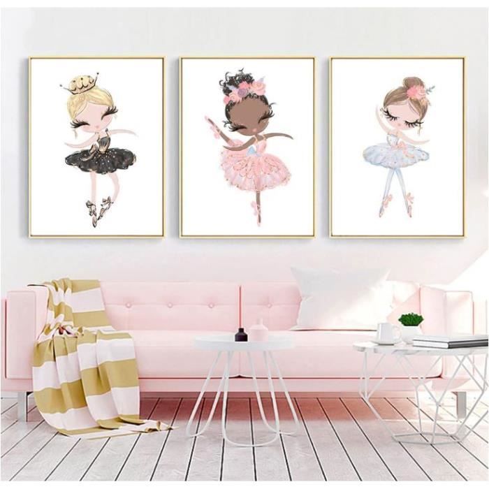 3 Affiche Ballerine Enfant Poster Chambre Fille Princesse Toile
