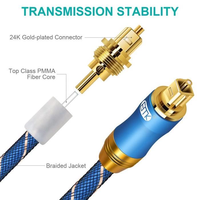 Cable Optique Câble Optique Audio Numérique Toslink Câble Fibre Optique Spdif Pour Home Cinéma