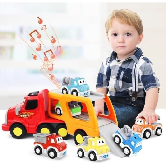 Camion de Transport Voiture Enfant Petite Voiture, 5 en 1 Camion Jouet  Cadeau pour Garcon 3+ Ans - Cdiscount Jeux - Jouets