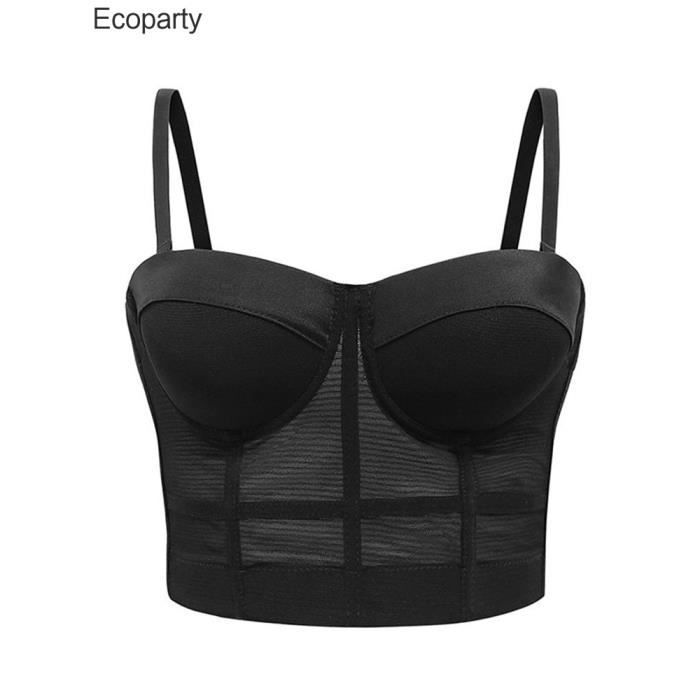 Soutien-gorge Bandage Push-up Dentelle - Paillettes - Taille Grande - Lingerie Sexy Femme