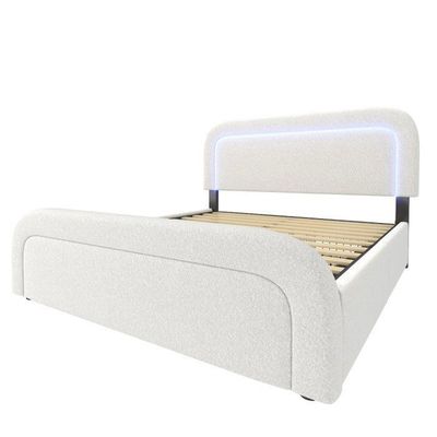 Lit coffre 140 x 190 cm avec éclairage LED, lit double avec cadre de Lit coffre 140 x 190 cm avec éclairage LED, lit double avec cadre de