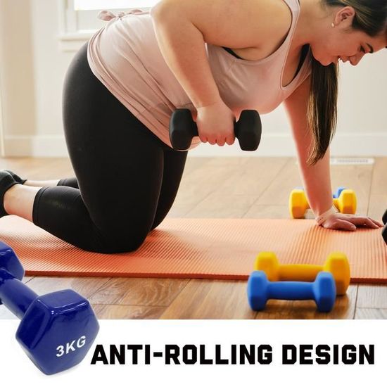 Tunturi Ensemble de poids haltères et dumbbells 28 kg - Barre en vinyle avec poids - Sport