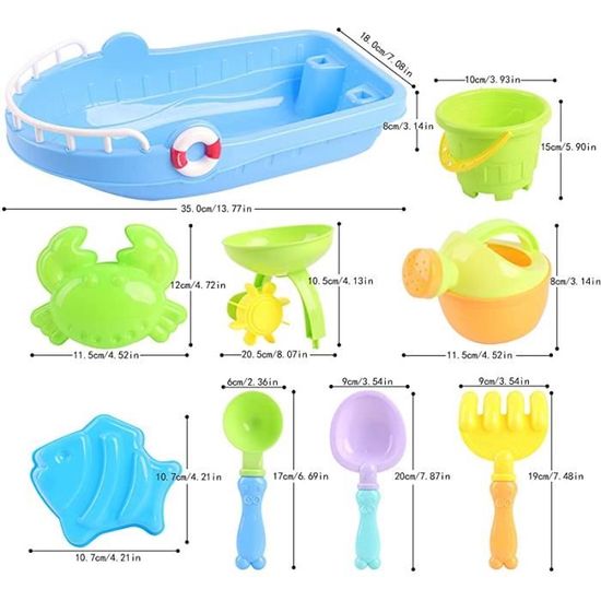 Jouets De Plage Pour Enfants - Kit 11 Pièces (seau, Pelles, Moules…), Sans BPA