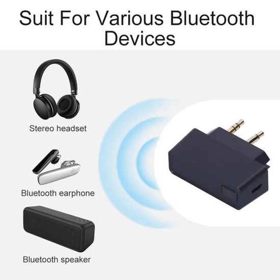 Bluetooth d'avion Adaptateur Bluetooth 3.5mm V5.0 EDR Adaptateur de vol  pour avion Émetteur récepteur de musique sans fil - Cdiscount Informatique