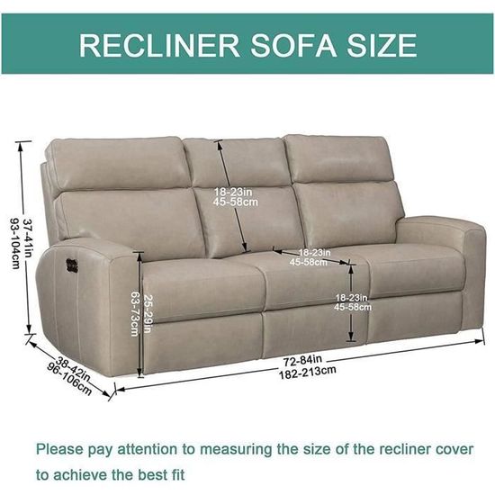 RAPRAP Housse De Canapé Inclinable 3 Places 100% Imperméable - Protection Antidérapante Gris