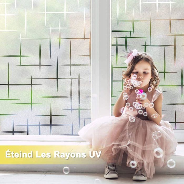 Rabbitgoo Film De Fenêtre Statique Depoli Film Pour Vitre Protection Intimité Film Electrostatique Fenetre Non-Adhésif Anti UV Sticker Vitre Motif Croix Pour Maison Bureau Et Cuisine 30x400cm