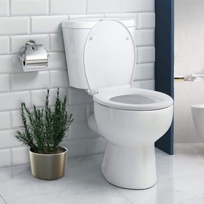 Abattant WC Frein de Chute Lunette de Toilette en Forme O Couvercle de  Toilette Dégagement Rapide