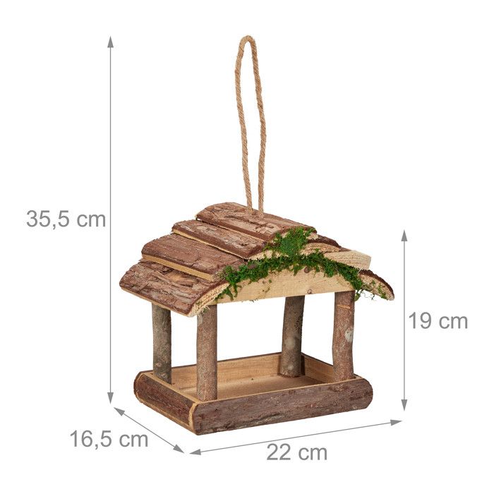 Relaxdays Mangeoire Oiseaux Sauvages Suspendue – 4 Ouvertures – Réservoir Transparent – Noire – Jardin, Balcon, Terrasse