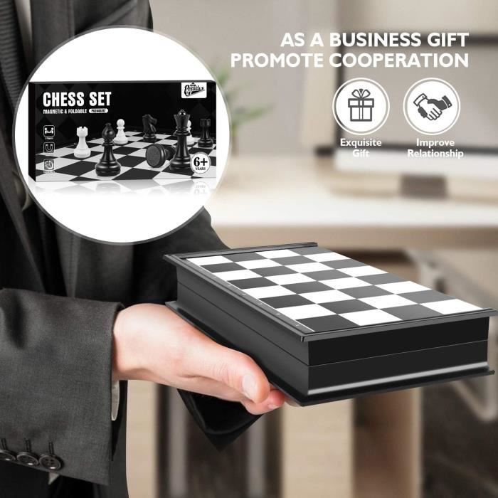 Jeu D’échecs Magnétique Pliable 25 Cm – Voyage, Camping, Cadeau Enfant Et Adulte, Pièces Aimantées, Inclut 2 Dames