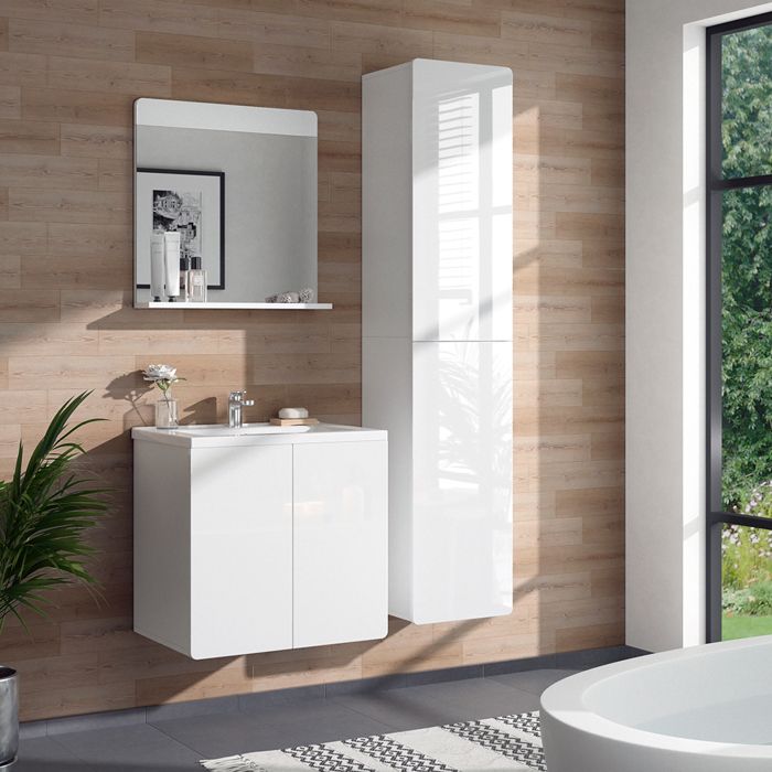Ensemble Meubles Salle De Bain Vicco Ilias 3 Pièces - Blanc Ultra-brillant