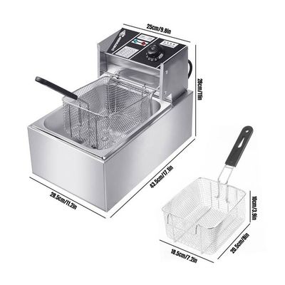 Friteuse Électrique Double Cuve 2x6L 2.5kW - Température Réglable 60-200°C, Idéale Restaurant Ou Famille