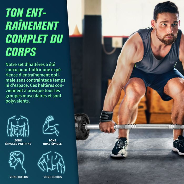 RE:SPORT Kit d'haltères 2-en-1 20kg | Ensemble modulable d'haltères | Haltères longs et courts | Fermetures en étoile et tuyau de raccordement RE:SPORT Kit d'haltères 2-en-1 20kg | Ensemble modulable d'haltères | Haltères longs et courts | Fermetures en étoile et tuyau de raccordement
