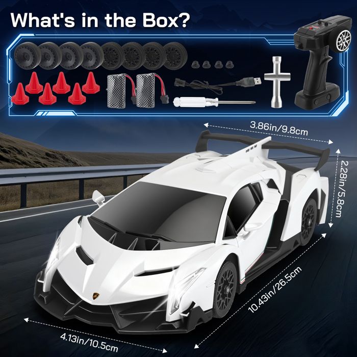 Coche Teledirigido 1:18 A 20 Km/h – Mando 2.4 GHz Con Alcance De 40 M, Tracción Trasera Y Amortiguadores, Batería Recargable, Regalo Para Niños +6 Años