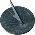 Cadran solaire en schiste 24,5cm - ESSCHERT DESIGN - Cadran solaire de jardin avec chiffres romains-0